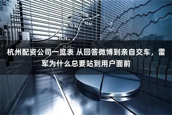 杭州配资公司一览表 从回答微博到亲自交车，雷军为什么总要站到用户面前